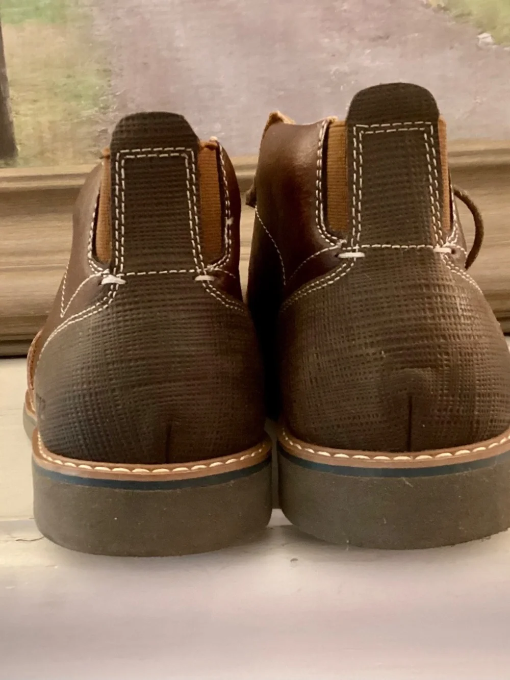 Men's Nunn Bush Barklay Plain Toe Chukka Brandy Crazy Horse Leather 9.5 M Boots